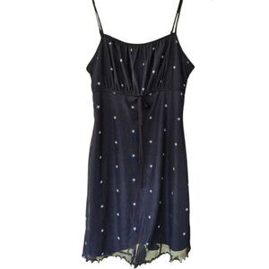 Forever 21 Black Mesh Star Print Mini Slip Dress
